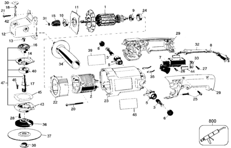 Default Diagram and Parts List for B6112 Type 1 Black and Decker Sander Polisher